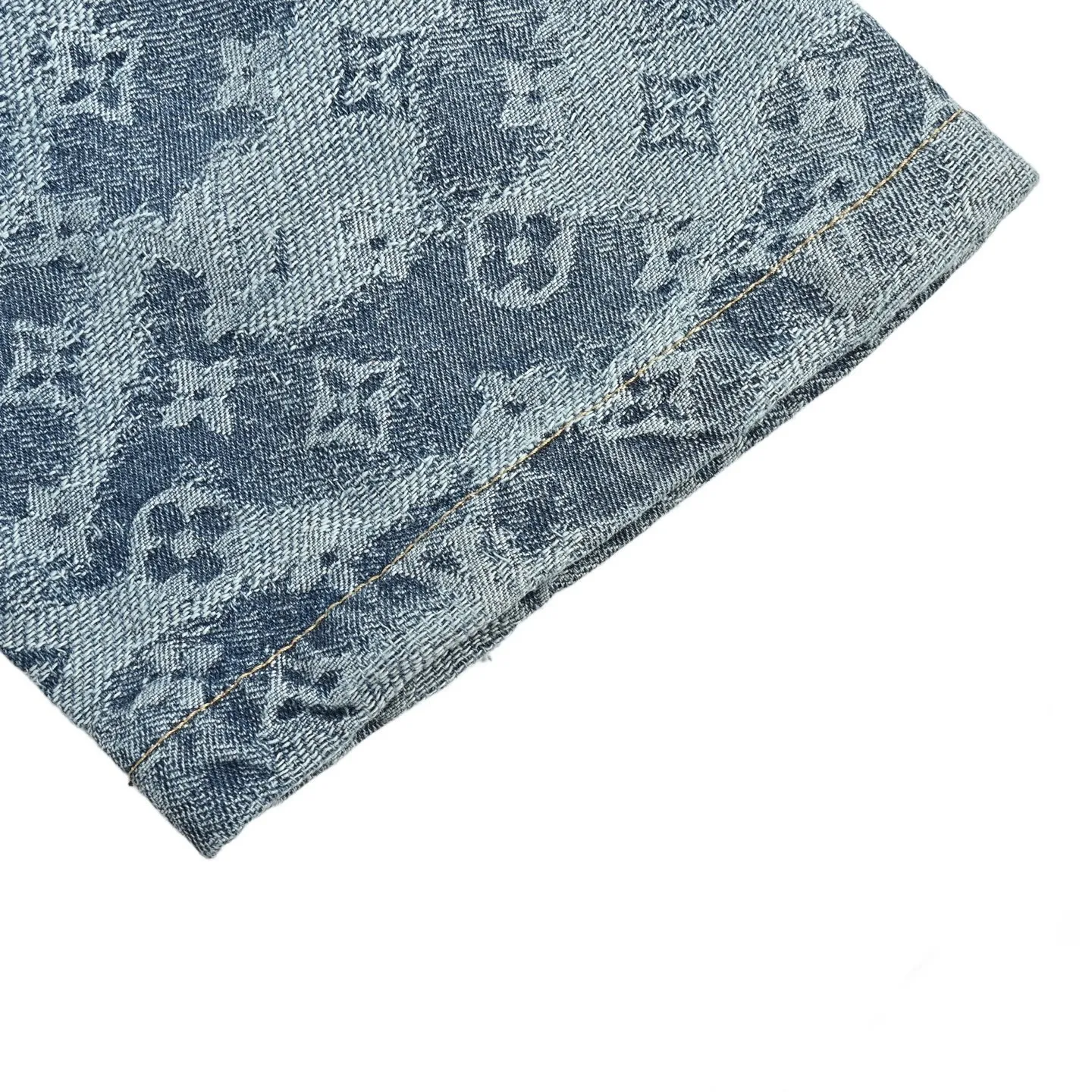 Louis Vuitton/Louis Vuitton cloud old flower jacquard suit denim short-sleeved shirt